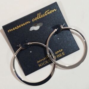 Women’s 1.75 Inch Silver Hoop Earrings Classic Elegant Style Fashion Jewelry